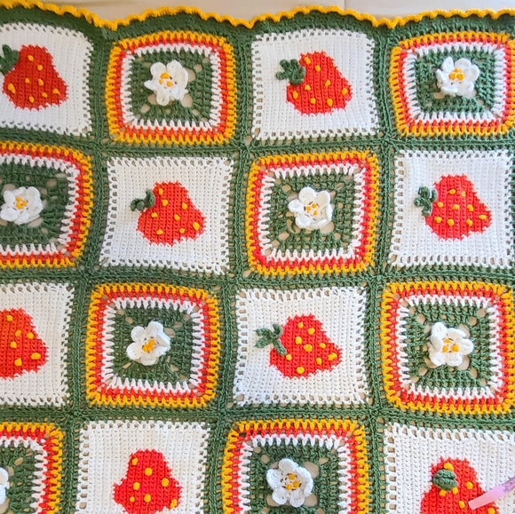 Bedding Vintage Strawberry Strawberry Flower Afghan Poshmark